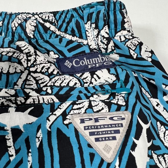 Columbia PFG Mens XL Swim Trunks Board Shorts Palm Tree Fish Tropical Print - Picture 9 of 16